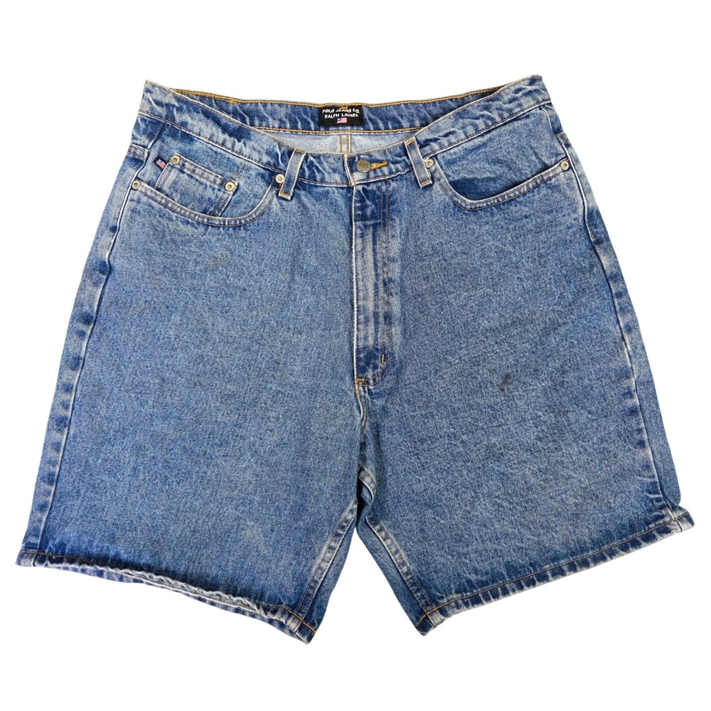 Polo Jeans Co Ralph Lauren Mens 34 Denim Shorts Blue Medium Wash Relaxed Fit Y2k